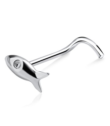 Fish Shaped Silver Curved Nose Stud NSKB-85